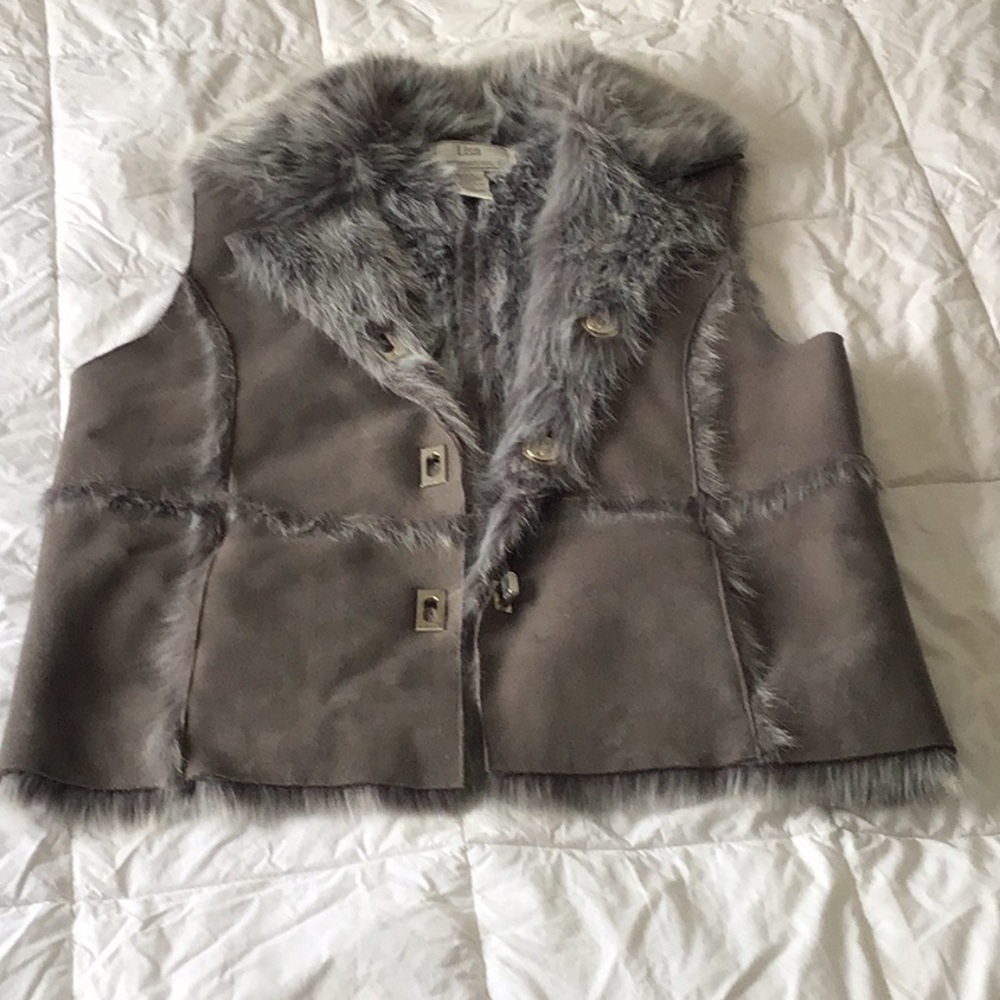 Faux suede/fur vest